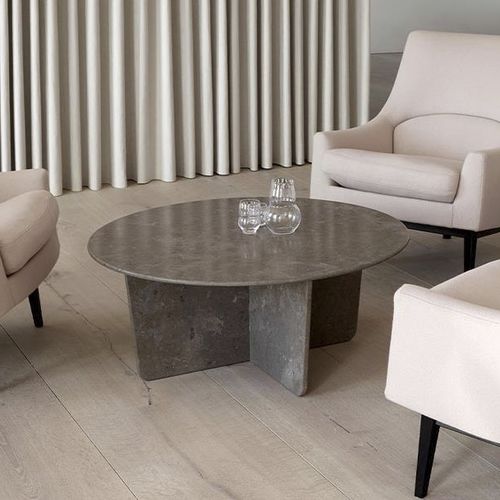 Mesa de centro contemporânea - TABLEAU - Fredericia Furniture - em pedra calcária / com base em pedra calcária / redonda