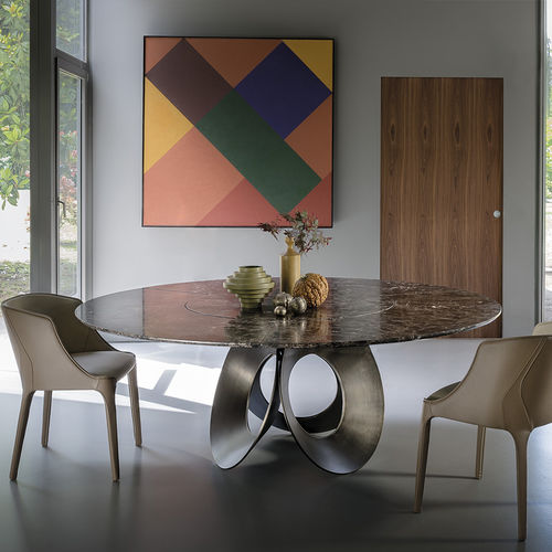 Mesa de jantar contemporânea - ORACLE - arketipo - com folheado de madeira / em vidro / metálica