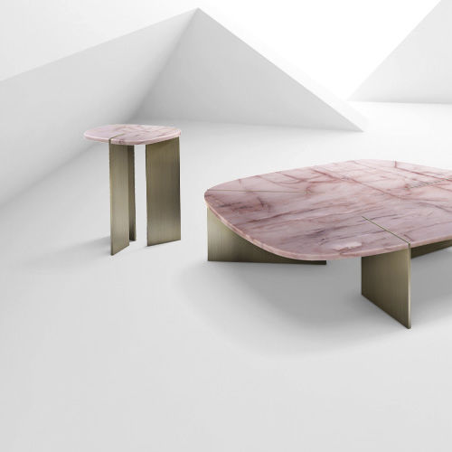 Mesa lateral contemporânea - RUMORS - arketipo - em mármore / em quartzo / com base em latão