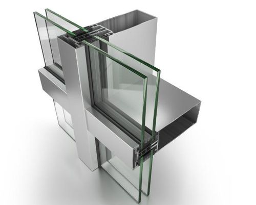 Fachada-cortina em painéis - EF50 - ETEM  - em metal e vidro / decorativa / transparente