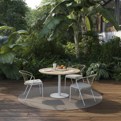 Mesa de jantar contemporânea - BUTLER - Royal Botania - em teca / em cerâmica / com base em aço inoxidável