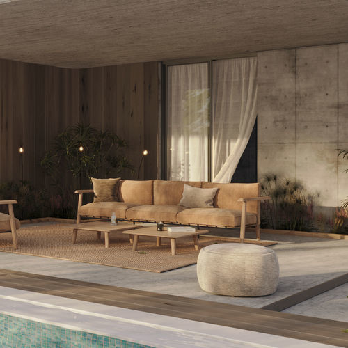 Sofá contemporâneo -  MAMBO - Royal Botania - para ambiente externo / em tecido / com braços