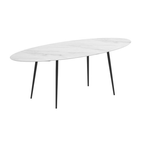 Mesa alta contemporânea -  STYLETTO - Royal Botania - em cerâmica / com base em alumínio / oval