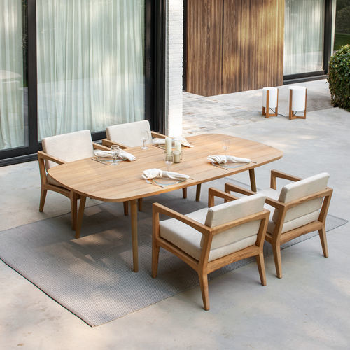 Mesa de jantar contemporânea -  STYLETTO - Royal Botania - em teca / em cerâmica / com base em alumínio