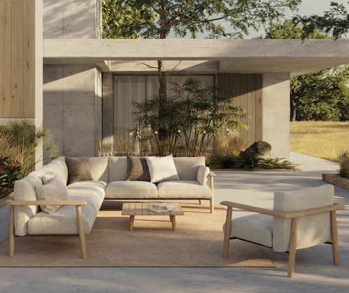 Conjunto de jardim contemporâneo - MAMBO - Royal Botania - em tecido / em teca / da linha residencial