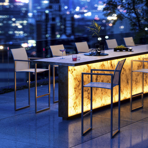 Cadeira alta contemporânea - NINIX - Royal Botania - para ambiente externo / em Batyline® / com apoio para pés