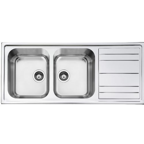 Pia com 2 cubas - LPR116SA - SMEG - com escorredor / em aço inoxidável / de sobrepor