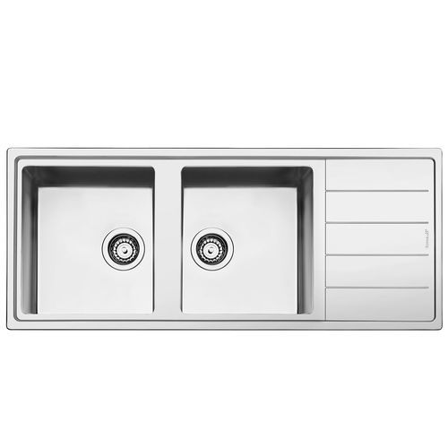 Pia com 2 cubas - LDR116SA - SMEG - com escorredor / em aço inox 304 / de sobrepor