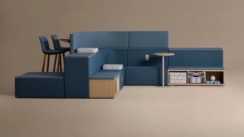 Banco estofado modular - CLAMBER - KI - contemporâneo / em tecido / da linha comercial
