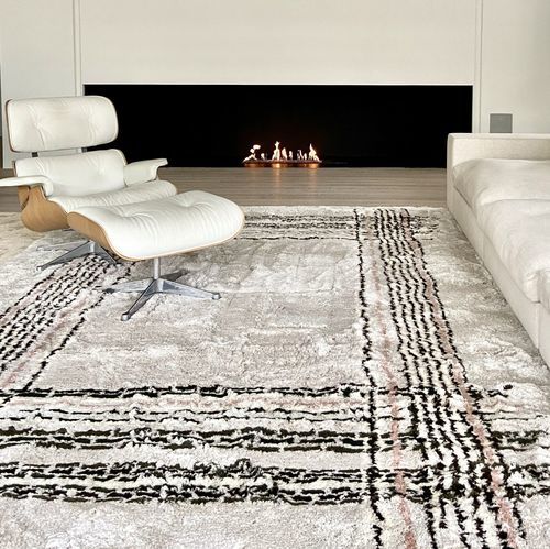 Tapete contemporâneo - Checks - JOV - estampado / em lã da Nova Zelândia / em Tencel®