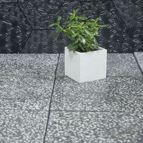 Placas de revestimento efeito terrazzo - TR0X - kaza concrete - em concreto / em mármore / em granito