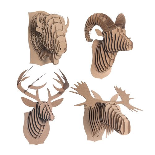 Escultura em cartão - NORTH AMERICAN ANIMALS SET - cardboard safari - de parede