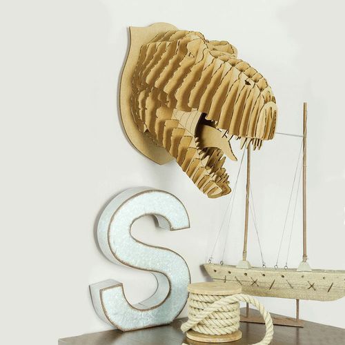 Escultura em cartão - REX T-REX HEAD - cardboard safari - de parede