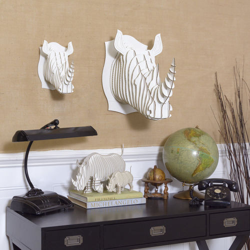Escultura em cartão - ROBBIE RHINO HEAD - cardboard safari - de parede