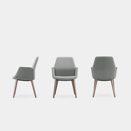 Cadeira para interlocutor contemporânea - ALBA - ICF - para ambiente interno / em tecido / com base em madeira