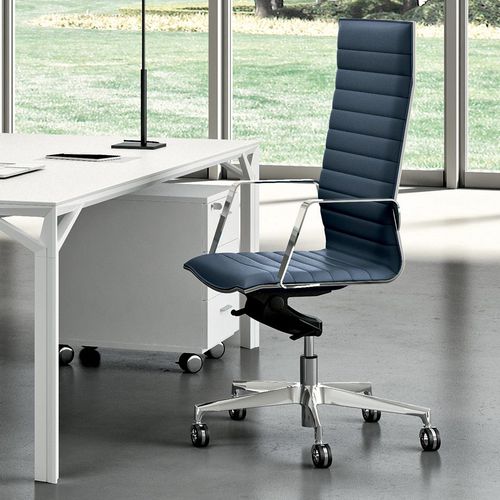 Cadeira executiva contemporânea - DIVA SOFT   - Quadrifoglio Sistemi d'Arredo - em couro / em aço / com encosto para cabeça