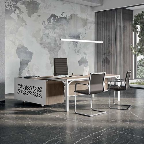 Mesa de reunião contemporânea - X8   - Quadrifoglio Sistemi d'Arredo - em laminado melamínico / com base metálica / retangular