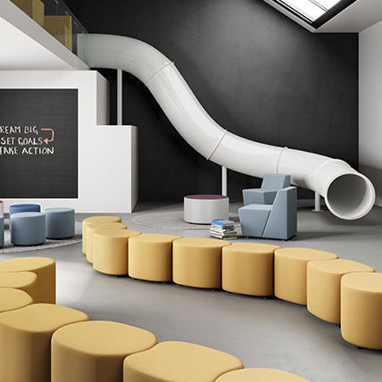 Puff contemporâneo - VIBE - Office Furniture Group - em compensado / em espuma de poliuretano / quadrado