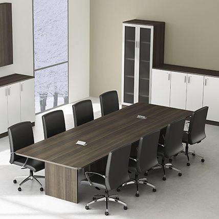 Mesa de reunião contemporânea - Office Furniture Group - em madeira / com base metálica / retangular
