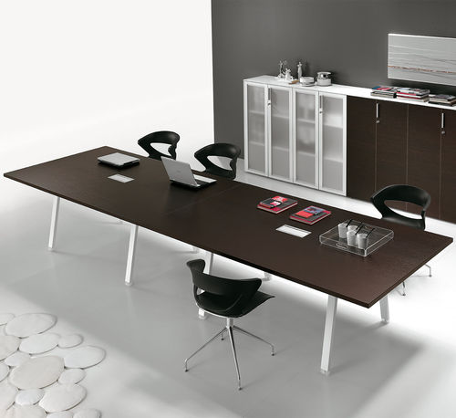 Mesa de reunião contemporânea - ATREO - ALEA - metálica / em laminado melamínico / retangular