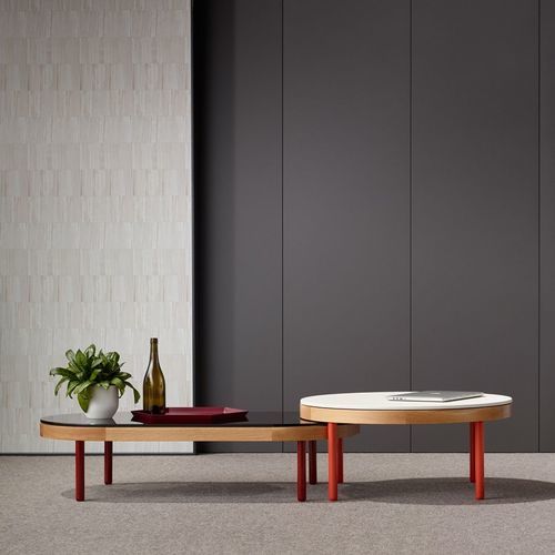 Mesa ninho contemporânea - Goodwood  - schiavello - em carvalho / em vidro / com base metálica laqueada
