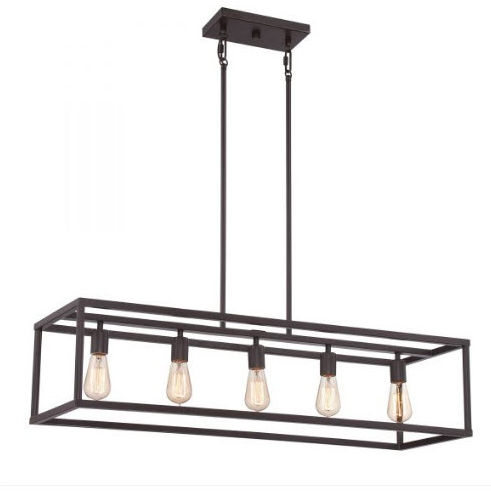 Lustre contemporâneo - NEW HARBOR - Elstead Lighting Ltd - metálico / em linho / para 5 lâmpadas