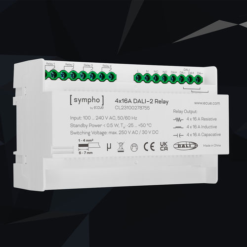 Módulo de controle para iluminação - SYMPHO 4x16A DALI-2 Relay - Traxon Technologies - em trilho DIN / para ambiente interno / da linha residencial