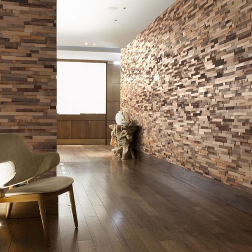 Placa de revestimento aparente em madeira - PL20  - V4 Woodflooring - para ambiente interno / jateada com areia / rústica