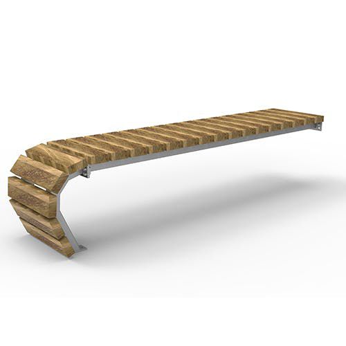 Banco contemporâneo - Olympia Luna Flow 5510431 - ERLAU - em iroko / em bambu / em aço galvanizado