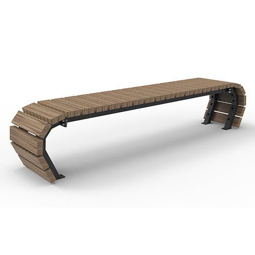 Banco contemporâneo - Olympia Luna Flow 5511139 - ERLAU - em iroko / em bambu / em aço galvanizado
