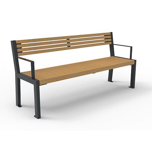Banco contemporâneo - 5497333 - ERLAU - em iroko / em bambu / em aço galvanizado