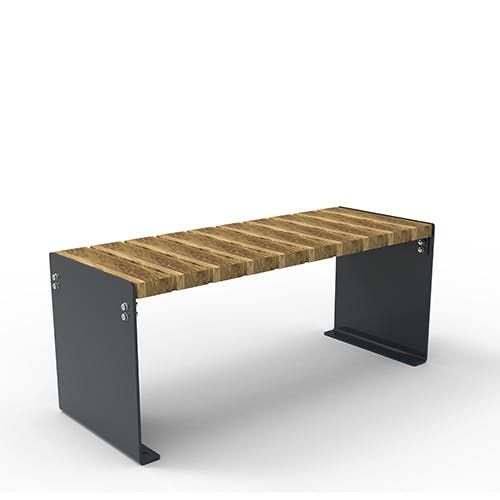 Banco contemporâneo - Olympia Luna 5500333 - ERLAU - em iroko / em bambu / em aço galvanizado