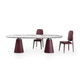 mesa de jantar contemporânea / em mármore / com base em couro / retangular