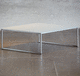 mesa de centro contemporânea / em madeira laqueada / com folheado de madeira / em aço