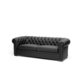 sofá Chesterfield / em couro / preto