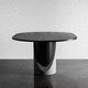 mesa de jantar contemporânea / com folheado de madeira / com base em aço pintado / com base em concreto reforçado com fibras