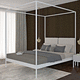 cama com dossel / de casal / contemporânea / com cabeceira