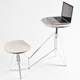 mesa contemporânea / em madeira / metálica / com base metálica