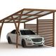 cobertura para estacionamento de carros da linha comercial / com painel solar / em madeira