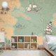 papel de parede contemporâneo / mapa / verde / bege