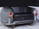 banco estofado vintage / em couro sintético / com base em madeira / metálico