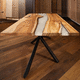 mesa contemporânea / em madeira / de resina / com base em alumínio