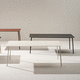 mesa contemporânea / em chapa de aço / com base metálica / com base em carvalho