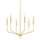 lustre contemporâneo / em latão / para 6 lâmpadas / candelabro