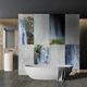 painel decorativo em grés porcelanato / para ambiente interno / 3D / com motivos impressos