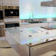 tampo de bancada em vidro / em vidro laqueado / da linha comercial / para cozinha