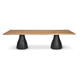 mesa design / em teca / com base em alumínio / retangular