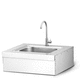pia com 1 cuba / sem escorredor / em aço inoxidável / de sobrepor
