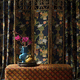 tecido para decoração de interiores / listrado / floral / com cena