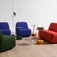 mesa lateral contemporânea / em cortiça / em aço / com base em aço